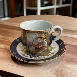 Vtg Limoges China Imperial Porcelain CobaltBlue Cup Saucer Replacement Rare Find